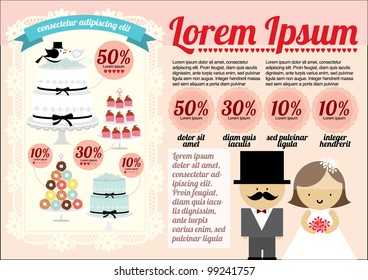 wedding cake template/ info graphics vector/illustration