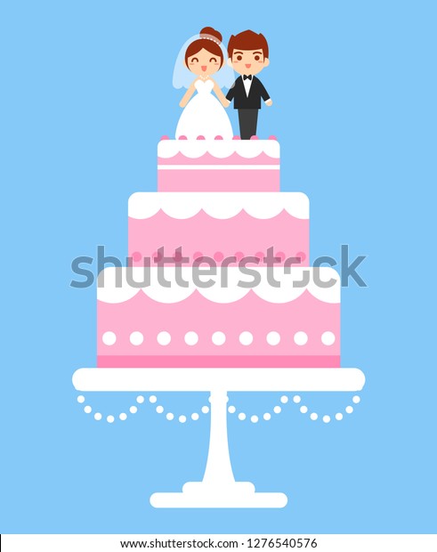 wedding cake. toppers bride and groom\
,vector illustration.