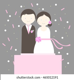 Wedding  cake toppers. Vector illustration.