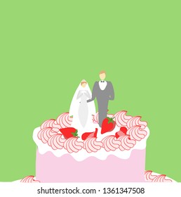 Wedding cake topping with couple vector