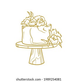 Wedding cake trending vector illustration. Linear art. Icon for wedding agencies, photographers, law shops, florists, pastry shops