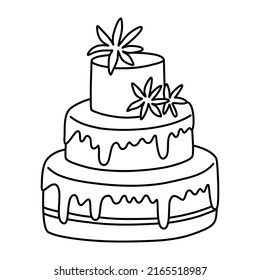 Wedding Cake. Vector Doodle Drawing.