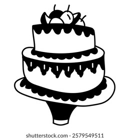 Wedding cake. vector doodle illustration
