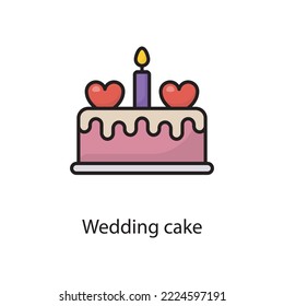 Wedding cake Vector Filled Outline Icon Design illustration. Love Symbol on White background EPS 10 File