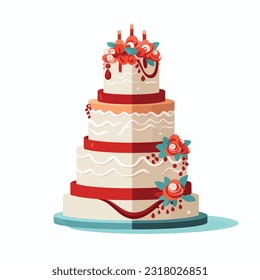 wedding cake vector flat color white background