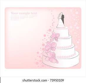 Wedding Cake.  Vector greeting card