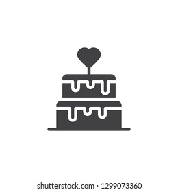 Wedding Cake vector icon. filled flat sign for mobile concept and web design. Valentine, Marriage, and Wedding dessert cake simple solid icon. Symbol, logo illustration. Pixel perfect vector graphics