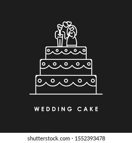 
Wedding cake vector icon. Thinline cake on black background.