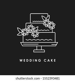 
Wedding Cake Vector Icon. Thinline Cake On Black Background.