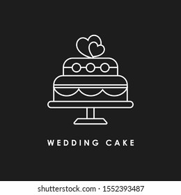
Wedding cake vector icon. Thinline cake on black background.