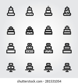 wedding cake vector icons