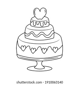 Wedding Cake vector illustration, isolated  linear style pictogram