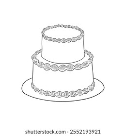 Wedding cake vector illustration in sketch style. Hand drawn clipart for holiday invitations and greeting cards