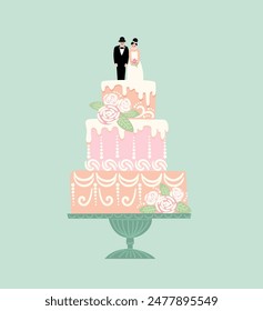 Wedding cake. Vector isolated illustration. Design element for wedding concept and other uses