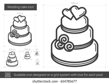 Wedding cake vector line icon isolated on white background. Wedding cake line icon for infographic, website or app. Scalable icon designed on a grid system.