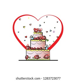 Wedding cake vector. Valentine's Day