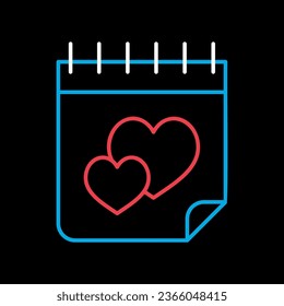Wedding calendar chalk isolated on black background icon. Vector illustration, romance elements. Sticker, patch, badge, card for marriage, valentine