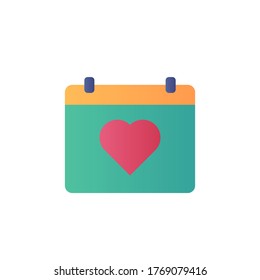 wedding calendar icon flat design vector illustration full color. isolated on white background