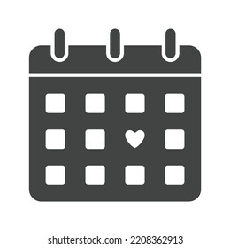 Hochzeitskalender-Symbol, Vektorbild. Kann auch für körperliche Fitness eingesetzt werden. Geeignet für mobile Apps, Web-Apps und Printmedien.