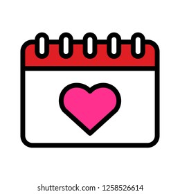 Wedding calendar vector, wedding related fiiled designe ditable outline icon 