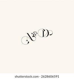wedding caligraphic logo DN elegancy and beauty in one look with monogram concept letter