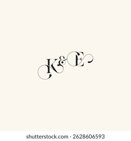 wedding caligraphic logo EK elegancy and beauty in one look with monogram concept letter