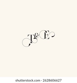 wedding caligraphic logo ET elegancy and beauty in one look with monogram concept letter