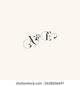 wedding caligraphic logo EX elegancy and beauty in one look with monogram concept letter