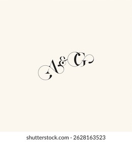 wedding caligraphic logo GA elegancy and beauty in one look with monogram concept letter
