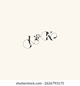 wedding caligraphic logo with monogram concept letter elegancy and beauty in one look KU