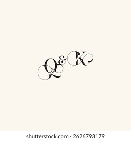 wedding caligraphic logo with monogram concept letter elegancy and beauty in one look KQ
