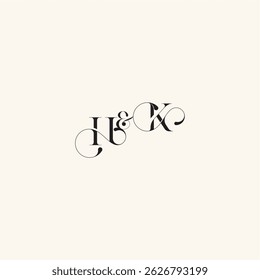 wedding caligraphic logo with monogram concept letter elegancy and beauty in one look KH