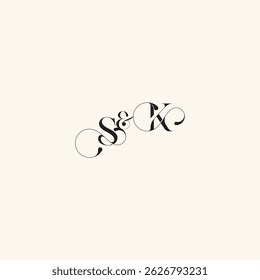 wedding caligraphic logo with monogram concept letter elegancy and beauty in one look KS