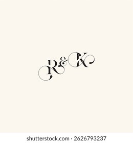 wedding caligraphic logo with monogram concept letter elegancy and beauty in one look KR