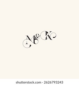 wedding caligraphic logo with monogram concept letter elegancy and beauty in one look KM