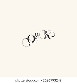 wedding caligraphic logo with monogram concept letter elegancy and beauty in one look KO