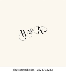 wedding caligraphic logo with monogram concept letter elegancy and beauty in one look KW