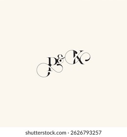 wedding caligraphic logo with monogram concept letter elegancy and beauty in one look KP