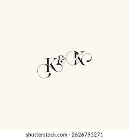 wedding caligraphic logo with monogram concept letter elegancy and beauty in one look KK