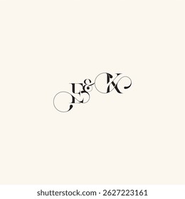 wedding caligraphic logo with monogram concept letter elegancy and beauty in one look KE