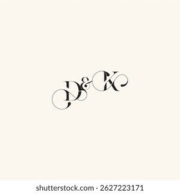 wedding caligraphic logo with monogram concept letter elegancy and beauty in one look KD
