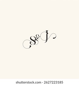 Logotipo caligráfico de la boda con la letra del concepto del monograma elegancia y belleza en una mirada JS