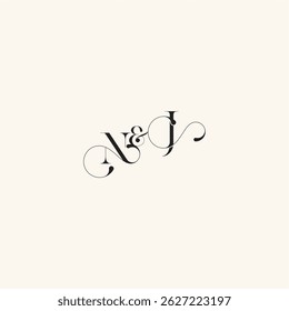 wedding caligraphic logo with monogram concept letter elegancy and beauty in one look JN
