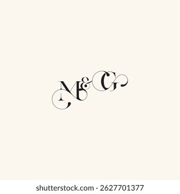 wedding caligraphic logo with monogram concept letter elegancy and beauty in one look GM
