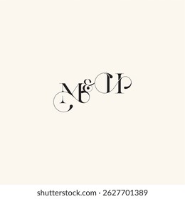 Logotipo caligráfico de la boda con la letra del concepto del monograma elegancia y belleza en una mirada HM