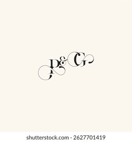 wedding caligraphic logo with monogram concept letter elegancy and beauty in one look GP