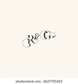 Logotipo caligráfico de la boda con la letra del concepto del monograma elegancia y belleza en una mirada GR