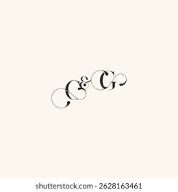 wedding caligraphic logo with monogram concept letter elegancy and beauty in one look GC