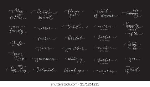 Wedding calligraphy invitation and reception seating design elements