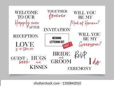 Wedding calligraphy lettering set